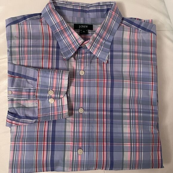 J.Crew Men’s Plaid Purple Pink Long Sleeve Button Down Pocket Size XL - Picture 1 of 10